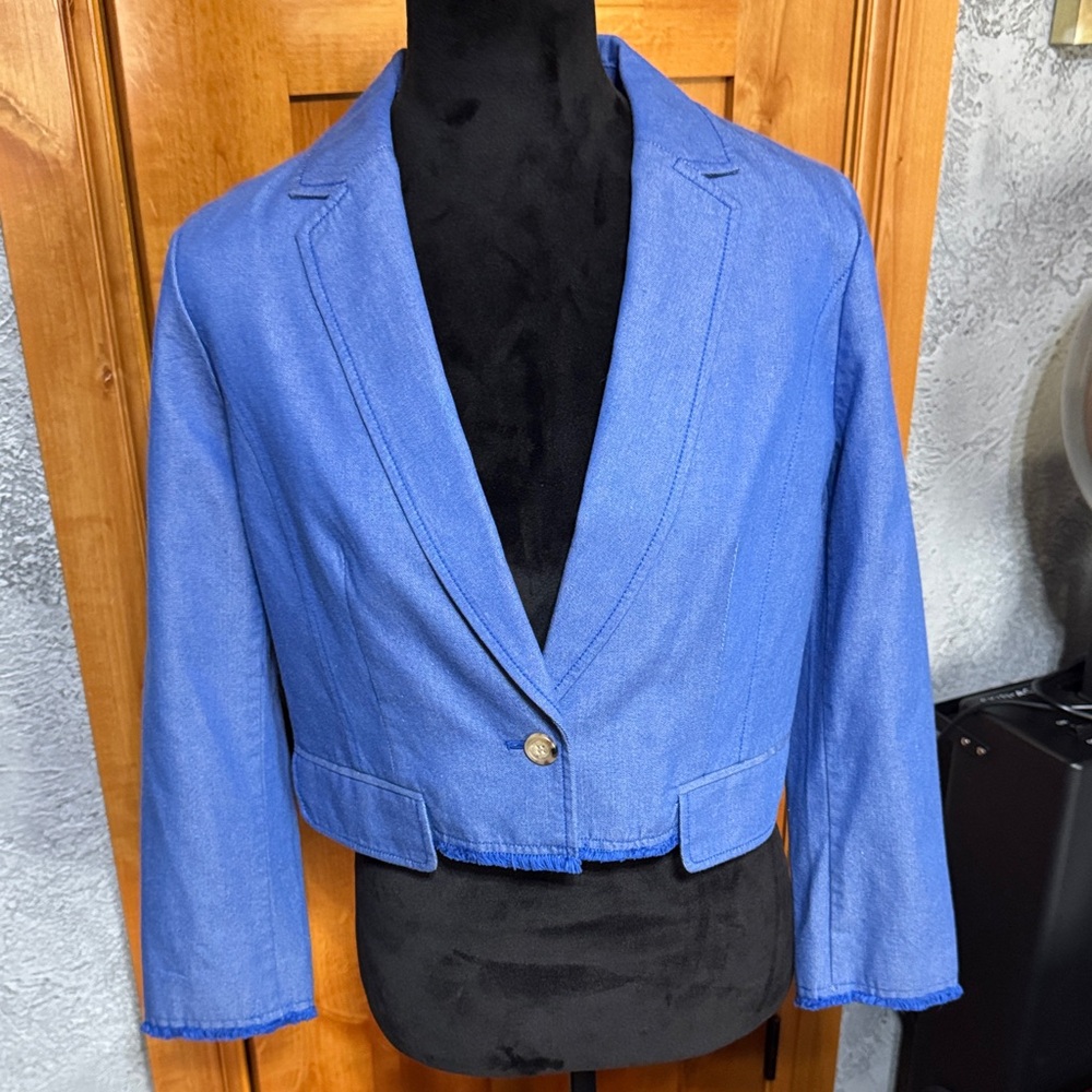 Anthropologie Blue Women's Cropped Blazer